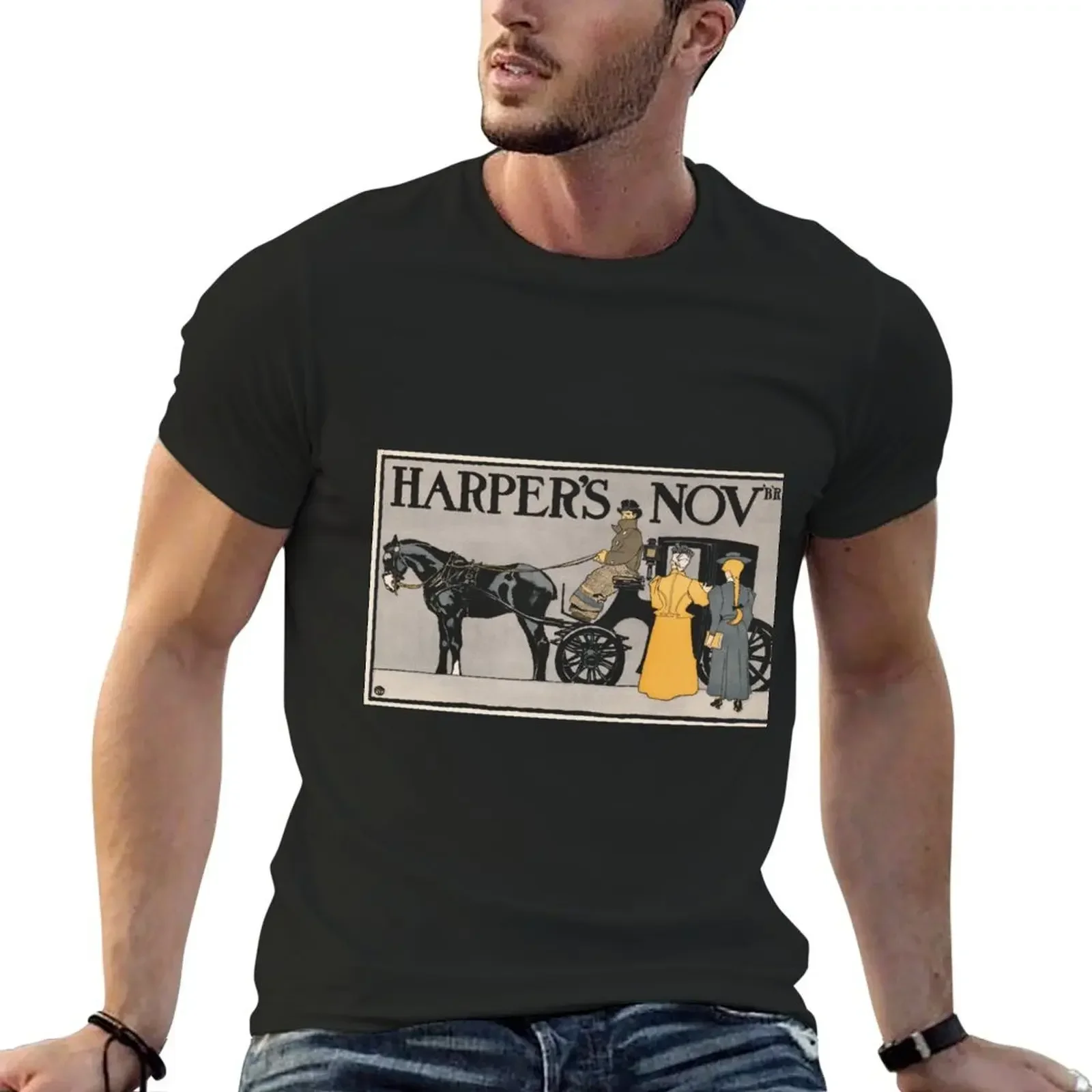 HARPER'S NOVEMBER 1898 Magazine Advertisement Lithograph Poster Art by Edward Penfield T-Shirt cheap stuff mens cotton t shirts