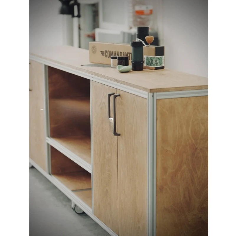 

Aluminum Profile Birch Side Cabinet, Tea Cabinet, Cabinet