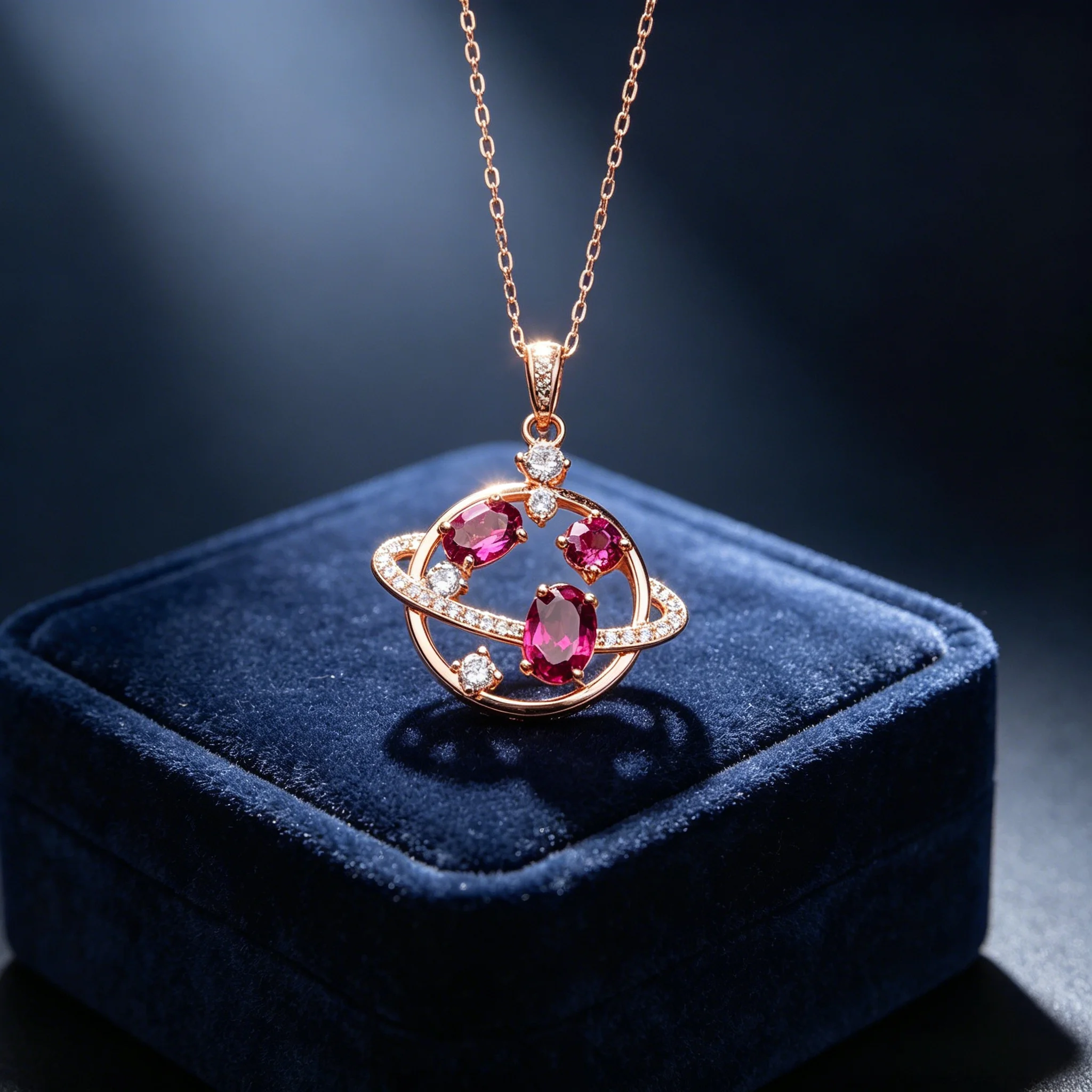 FS 5*7mm Natural Garnet S925 Sterling Silver Planet Modeling Pendant Necklace Fine Fashion Weddings Jewelry for Women\'s