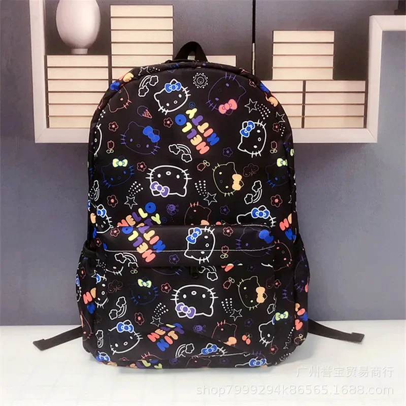 Kawaii Hello Kitty Bag Canvas Backpack Cute Cartoon Printed Shoulder Bag Y2k High Capacity Sanrio School Bag Travel Backpacks