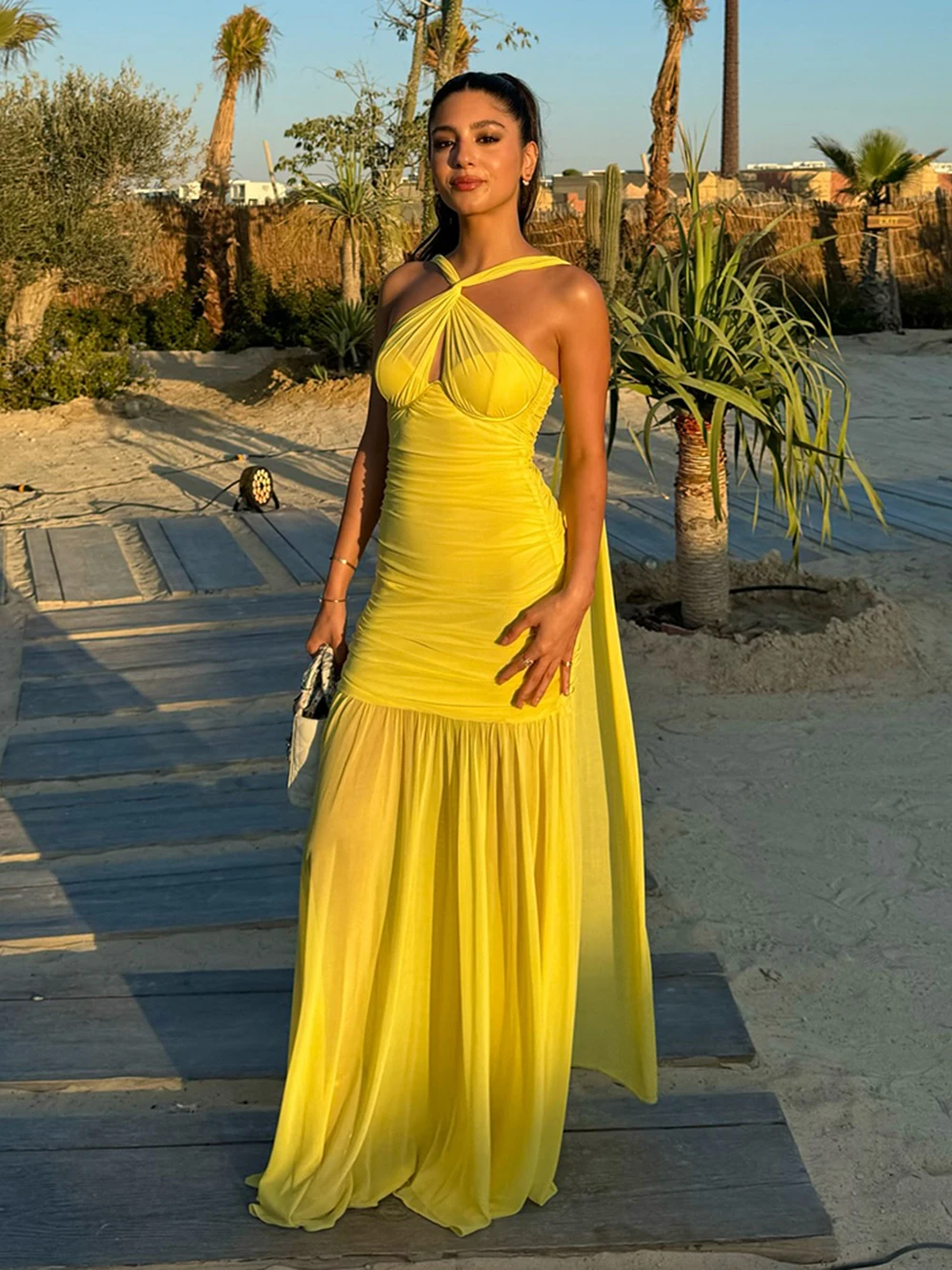 

Modphy Birthday Party Celebrity Party Maxi Dress Sexy Halter Backless Prom Gowns Women Elegant Vestidos Laday Robe Paty Outfit