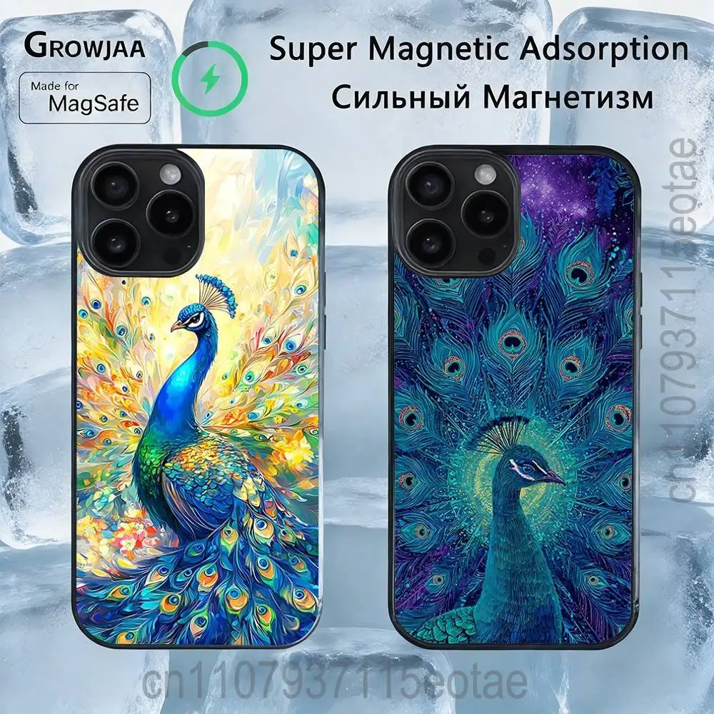 

COLORFUL Bird Peacock Feather Magnetic Case: Compatible with IPhone 17,16,15,14,13,12,11,Pro,Max,Plus,Mini,SE4,E