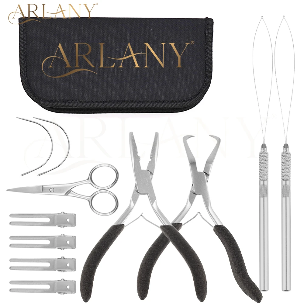 

ARLANY комплект плоскогубцев для наращивания волос, плоскогубцы Microlink для шитья в наращивании, плоскогубцы для наращивания волос с перьями, мишура для волос