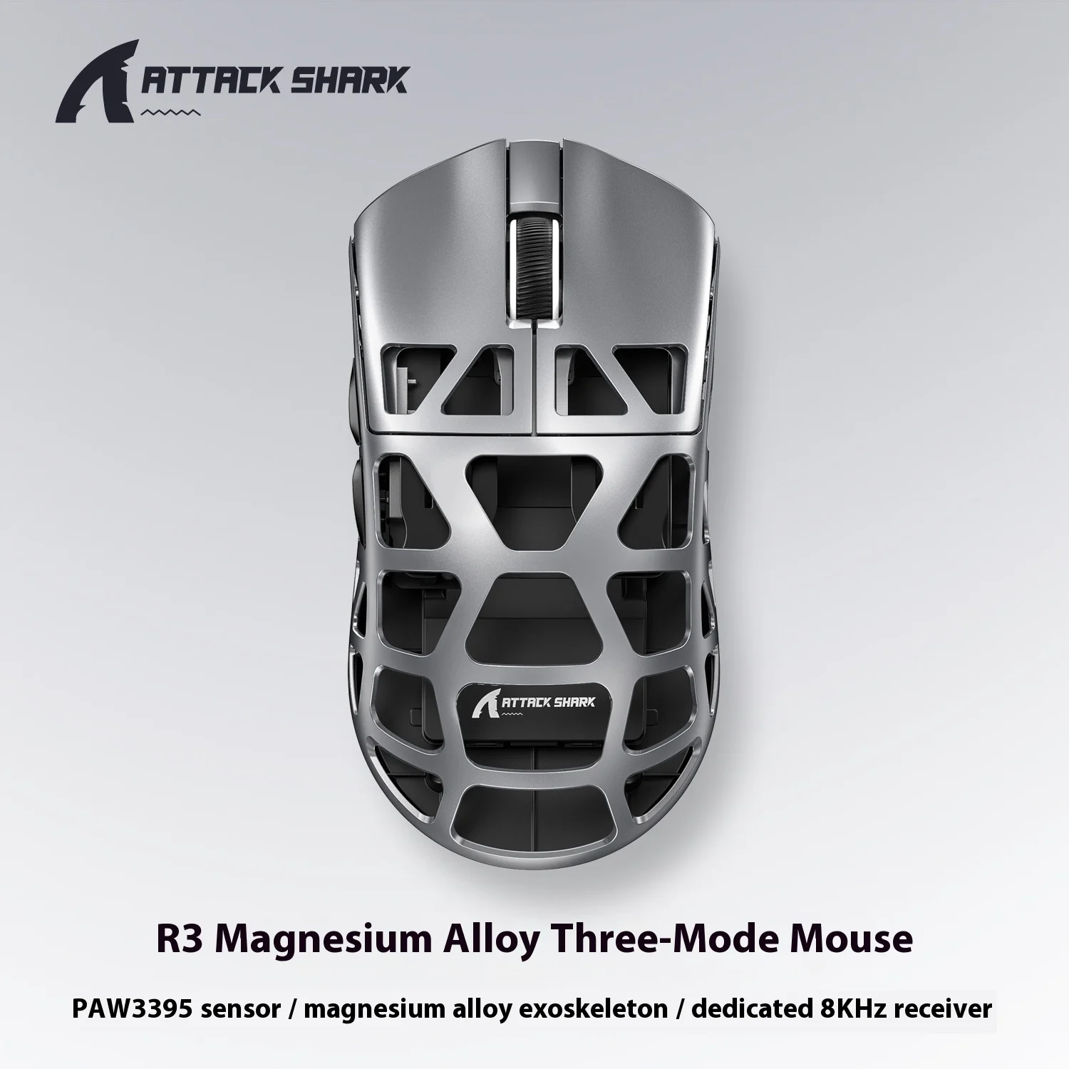 

Attack Shark R3 Lightweight Gaming Mouse Magnesium Alloy Paw3395 Three-Mode Bluetooth Wireless 4k8k Esports Office Mouse Gift