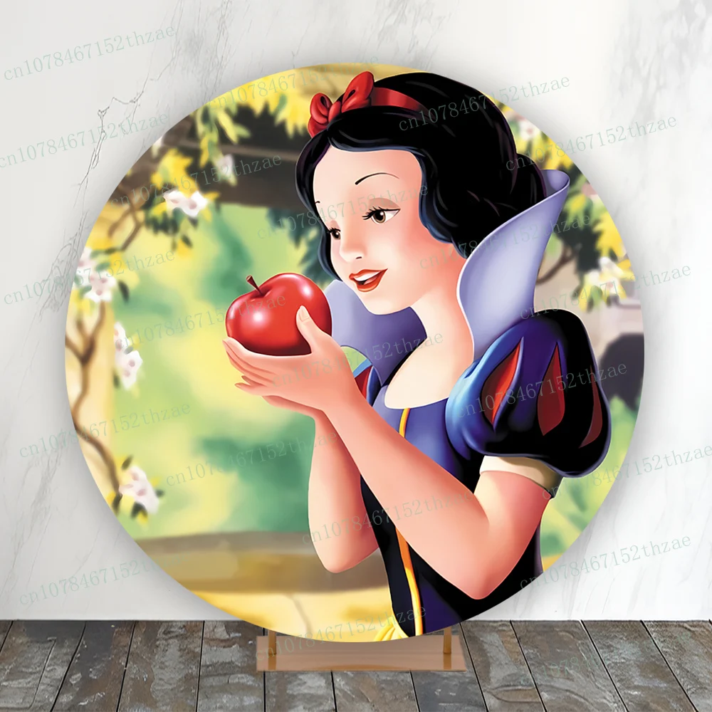 Snow White Birthday Party Photo Background Baby Shower Round Photography Backdrop Cartoon Banner Decoration