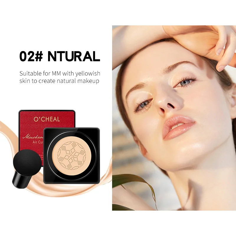 OCHEAL Mushroom Head Red Air Cushion Longlasting Moisturizing Concealer BB Cream Barrier Liquid Foundation Beauty Cream Cosmetic