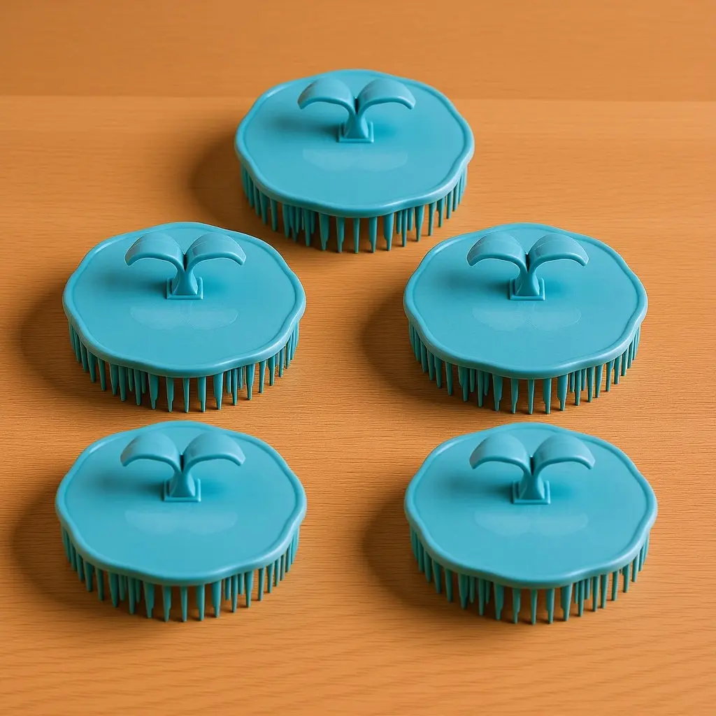 

5Pcs Round Shampoo Brush for Scalp Massage and Deep Hair Root Cleaning Tpr PP Material Ergonomic Palm-Fit Design Portable Bath