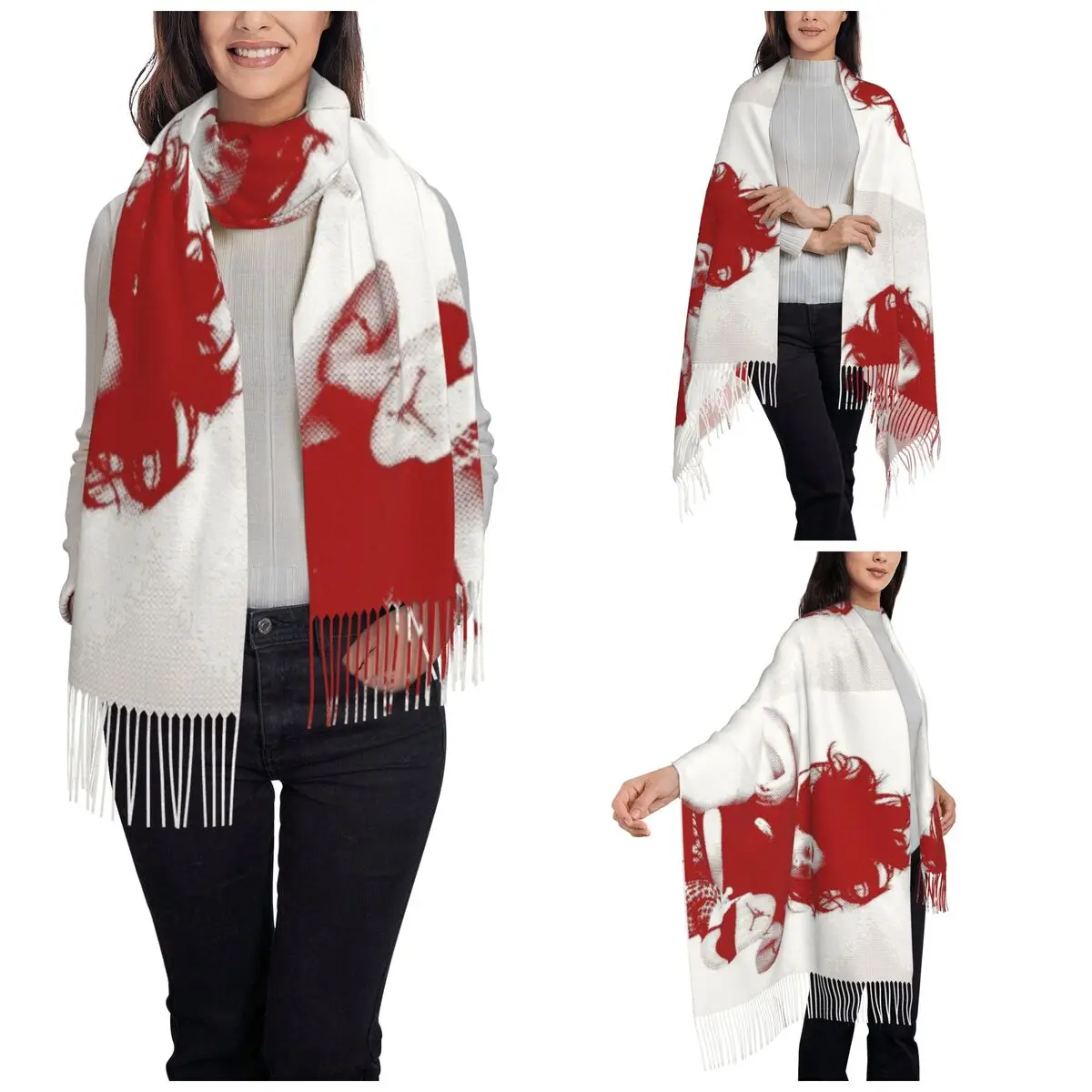 Women's Tassel Scarf Billies Hit Me Hard And Soft Album Winter Fall Shawl and Wrap World Tour 2024 Daily Wear Pashmina Scarves