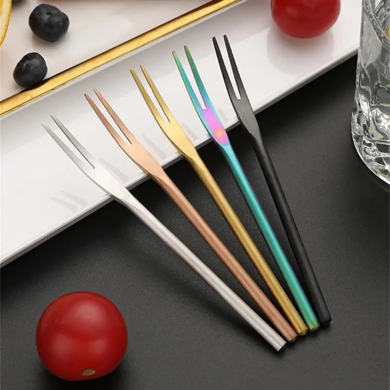 Stainless Steel Fruit Fork Dessert Salad Cake Tableware Household Kitchen Dining Bar Accessories