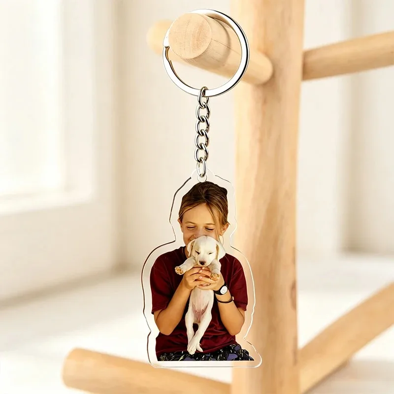 Custom Photo Acrylic Keychain Personalized Picture Key Chain Gift for Couple Family Pet Memorial Souvenir view 6