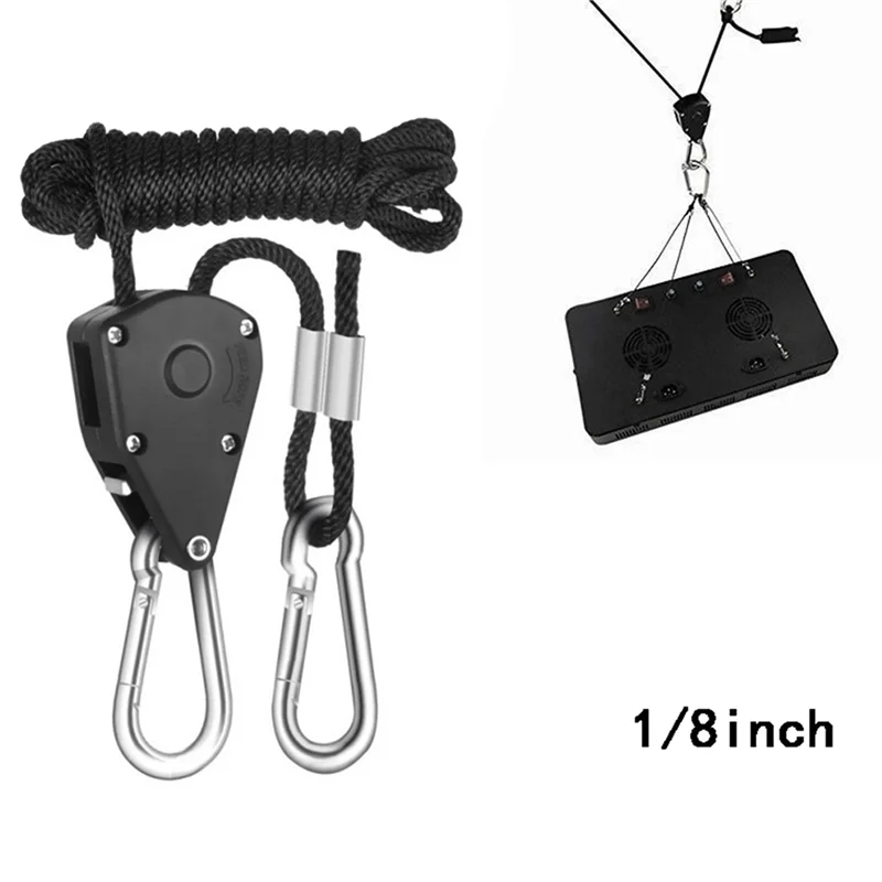 

NALFI-24PCS Adjustable 1/8Inch Lanyard Hanging For Tent Fan LED Grow Plant Lamp Rope Ratchet Hanger Pulley Lifting Pulley Hook
