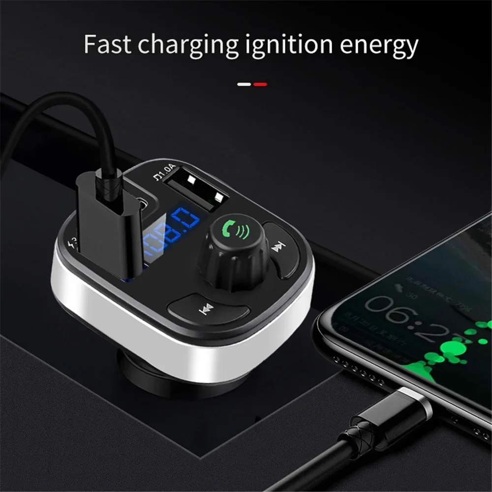 Bluetooth 5.0 Car FM Transmitter MP3 Player Multifunctional TF Card Audio Receiver Dual USB Fast Charger Auto Accessories