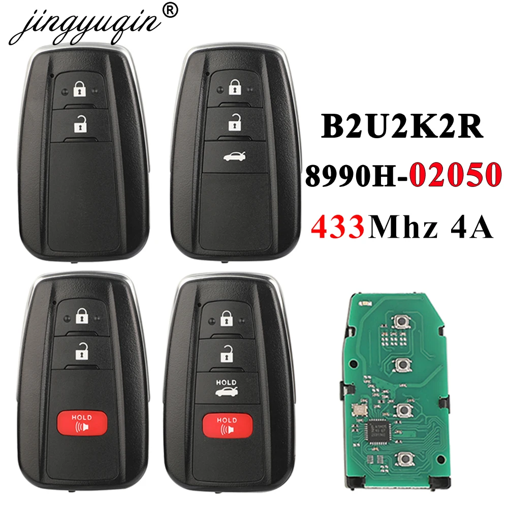 jingyuqin Smart Remote Car Key 433MHz 4A HITAG AES NCF29A1M Chip For Toyota Corolla 2018-2022 FCC ID: B2U2K2R P/N: 8990H-02050