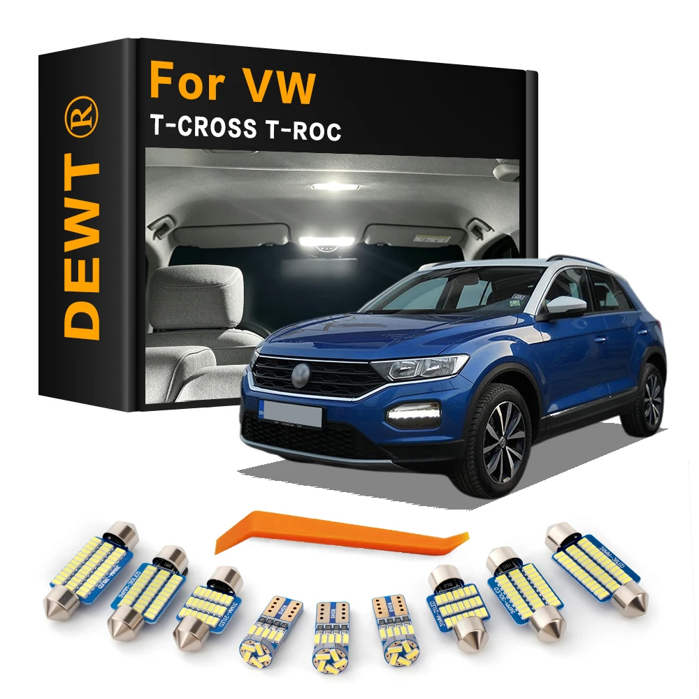 For Volkswagen VW Tcross C11 Troc A11 T Cross Roc 2017 - 2020 2019 Car LED Interior Dome Light Kit Sunvisor Trunk Bulb Canbus