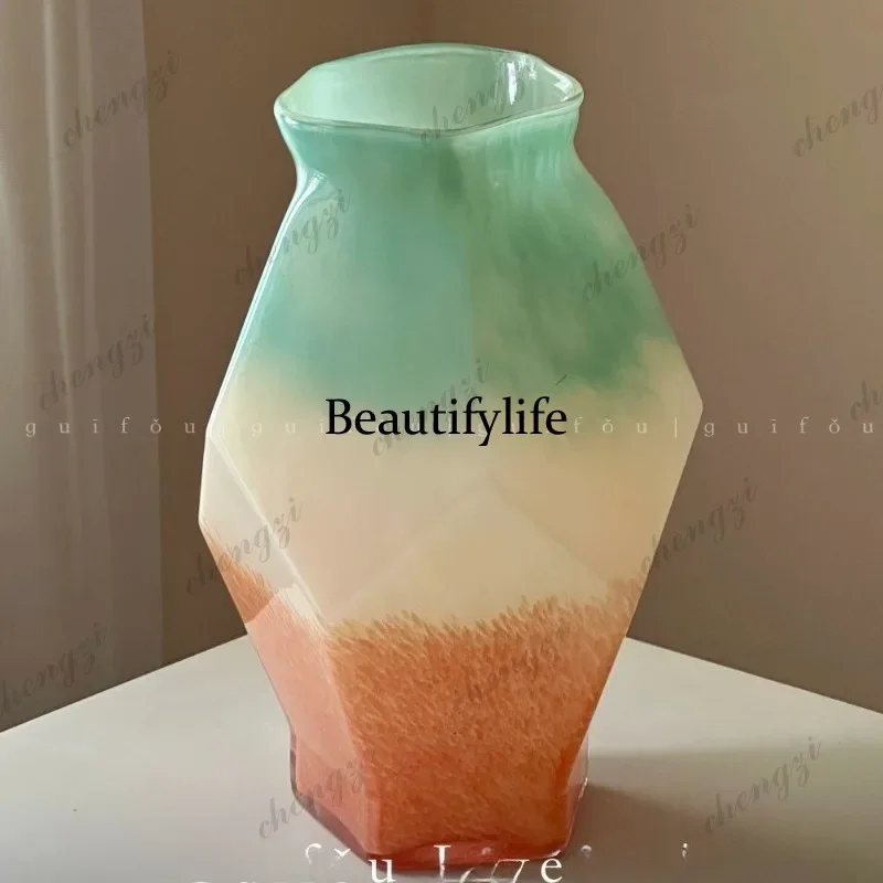E153 Song-style aesthetics water-raised glazed high vase living room light luxury high-end ornament flower arrangement