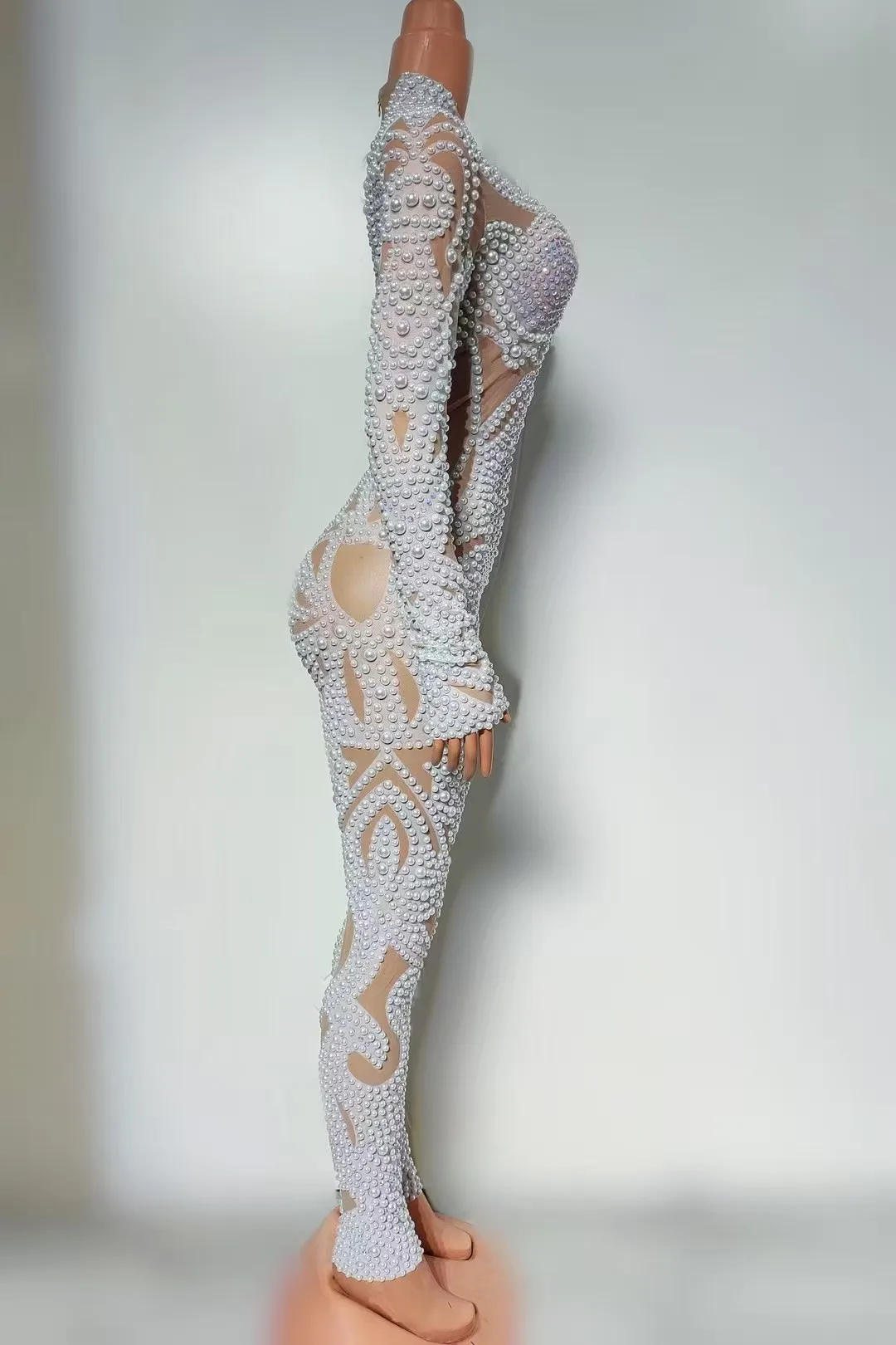 Pinball malha cheia de diamantes pérolas apertado encaixe sexy hip abraçando saia curta pista mostrar boate bar desempenho traje a772