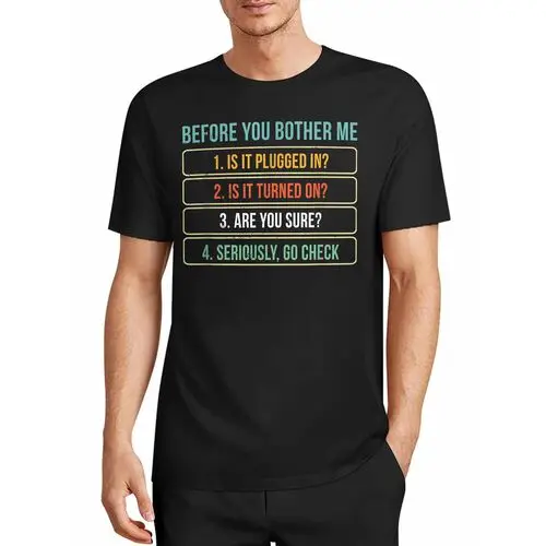 It Technology List before You Bother Me Programmer Fun Print Black T-Shirt