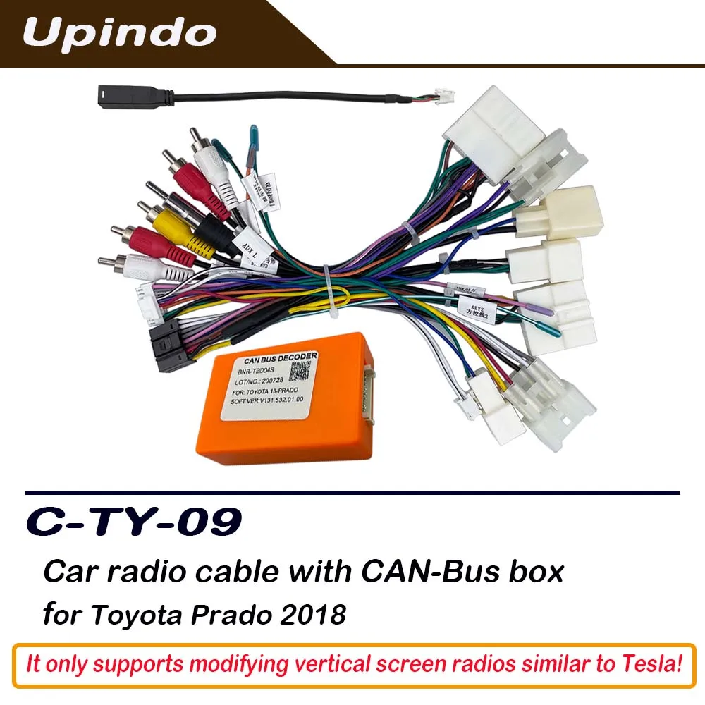 

Жгут проводов Android-радио CAN Bus для Toyota Prado 2018, кабель адаптера питания Plug and Play, подходит для автомобильной стереосистемы