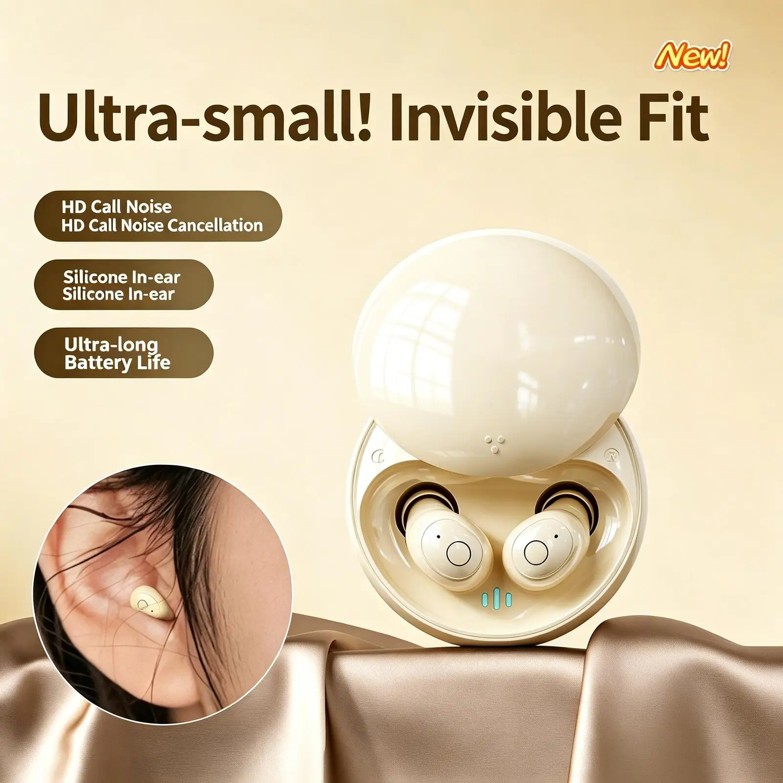 

Mini Invisible Sleep Bluetooth Earbuds Ultra Thin Comfort Noise Blocking Wireless Earphone For Side Sleep Home Office Daily Use