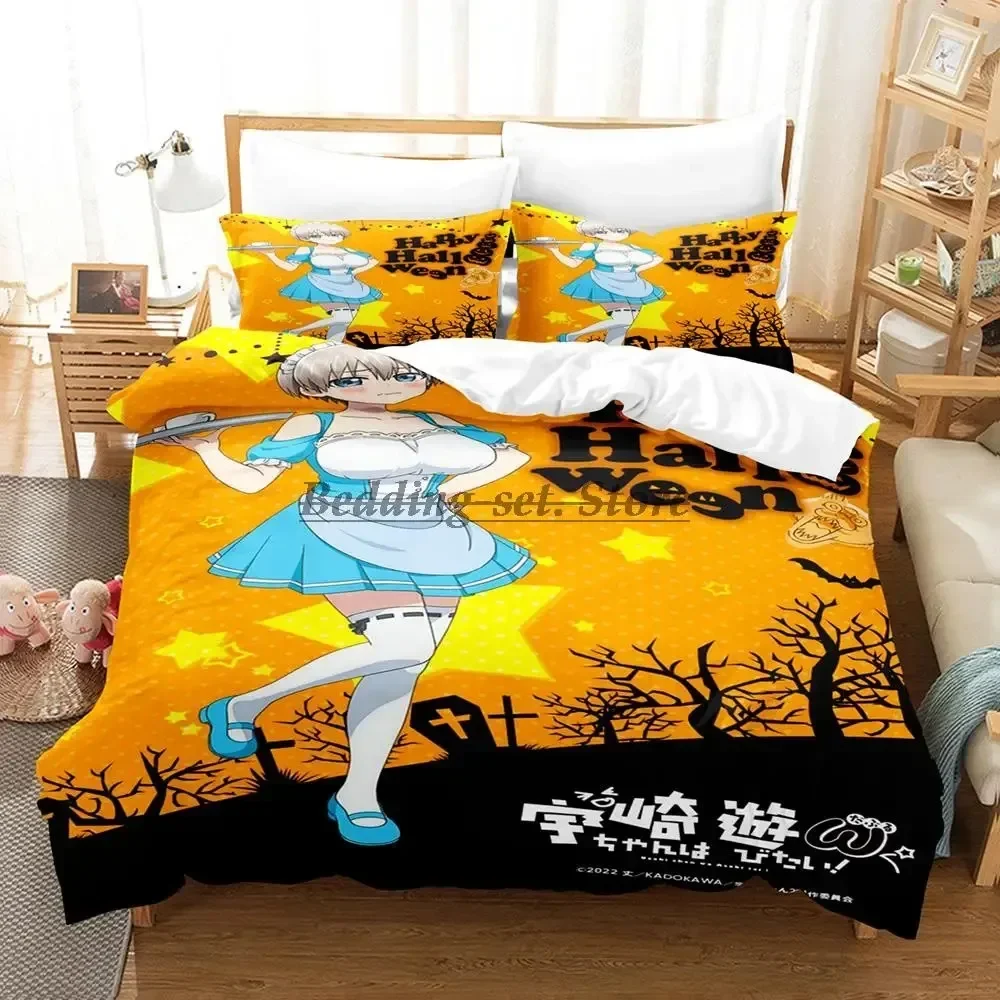 2023 Uzaki-chan Wants to Hang Out! Bedding Set Single Twin Full Queen King Size Bed Set Aldult Kid Bedroom Duvetcover Sets Anime