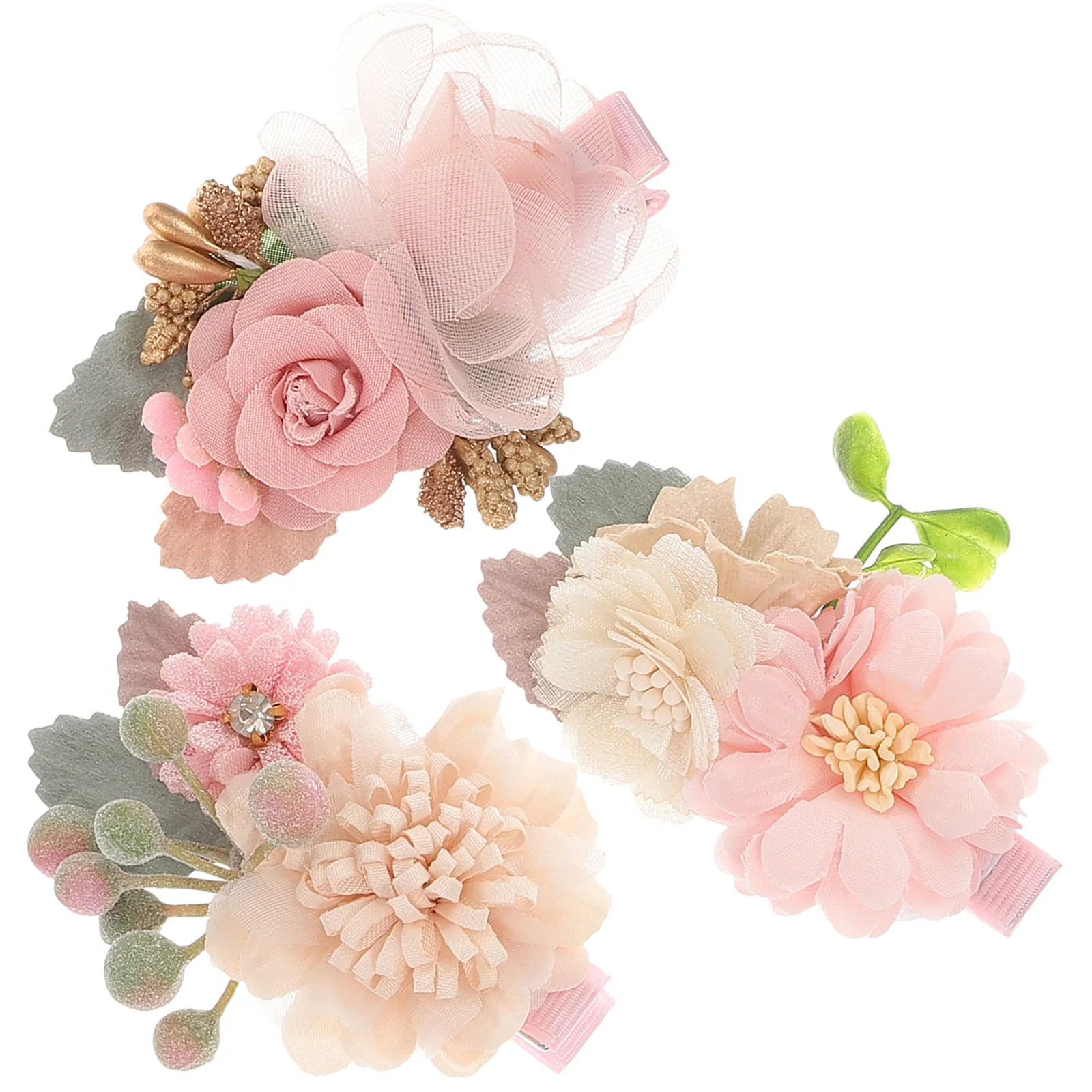 

3pcs Floral Hair Clips Baby Girl Kids Toddler Hairpin Barrettes Small Decorative Flowers Design Fashionable Sturdy Comfortable