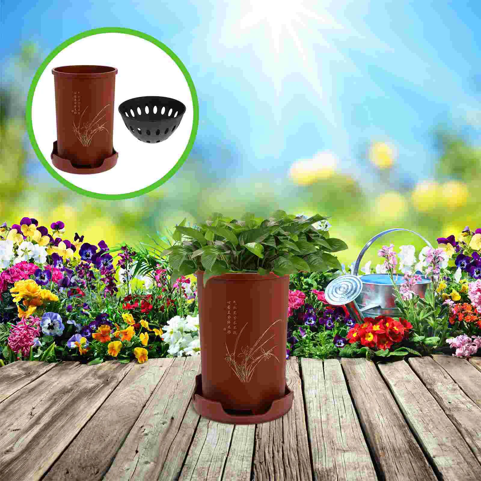 

Succulent Plants Orchid Pot Table Decor Tabletop Decorative Resin Simple Flower