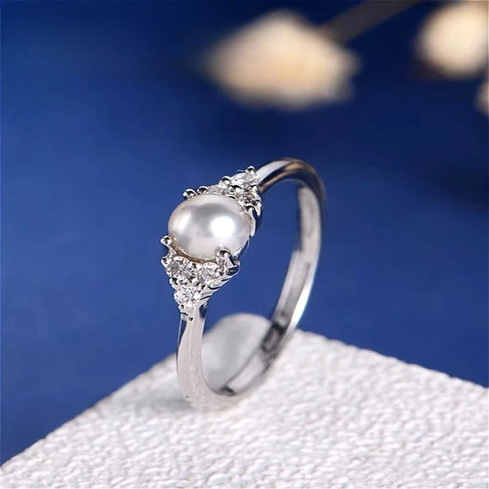 Exquisite 925 sterling silver new 18k rose gold plated pearl finger ring accessory