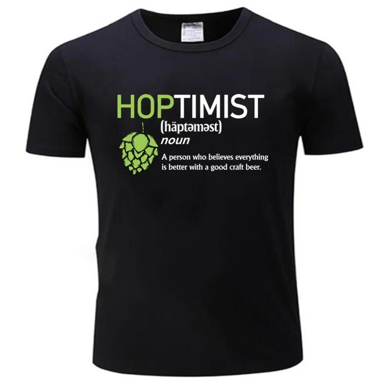 Hoptimist Definition Black T-Shirt for Brewer and Craft Beer Lover New Popular Famous Brand Casual O Neck T Shirt drop shipping