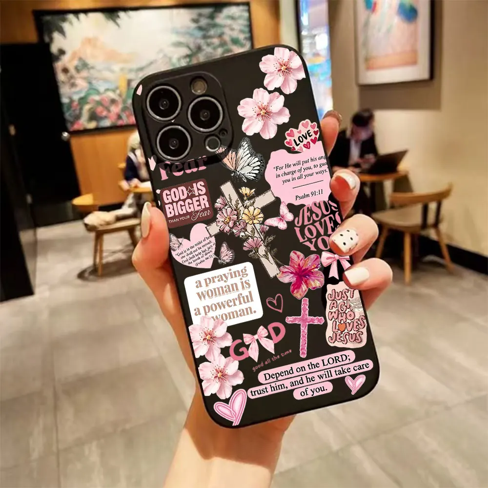 For iPhone 17 16 15 14 13 12 11 Pro Xs Max Air 16e 17e 7 8 6 6s Plus Mini XR SE2020 2022 New Pink Print Soft Silicone Phone Case view 4