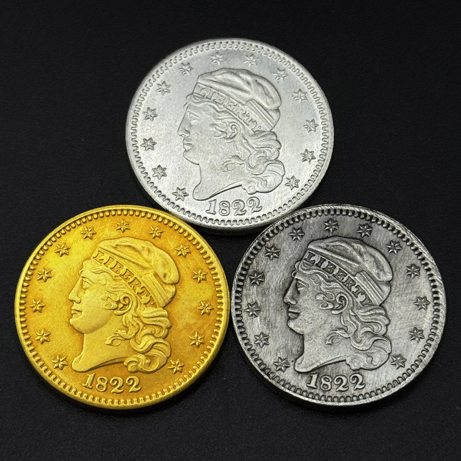 

US 1822 Statue of Liberty Wearing a Hat 5 Dollar Replica Coin, Silvery/Antique/Golden Home Decoration Medal, Collectable Gift