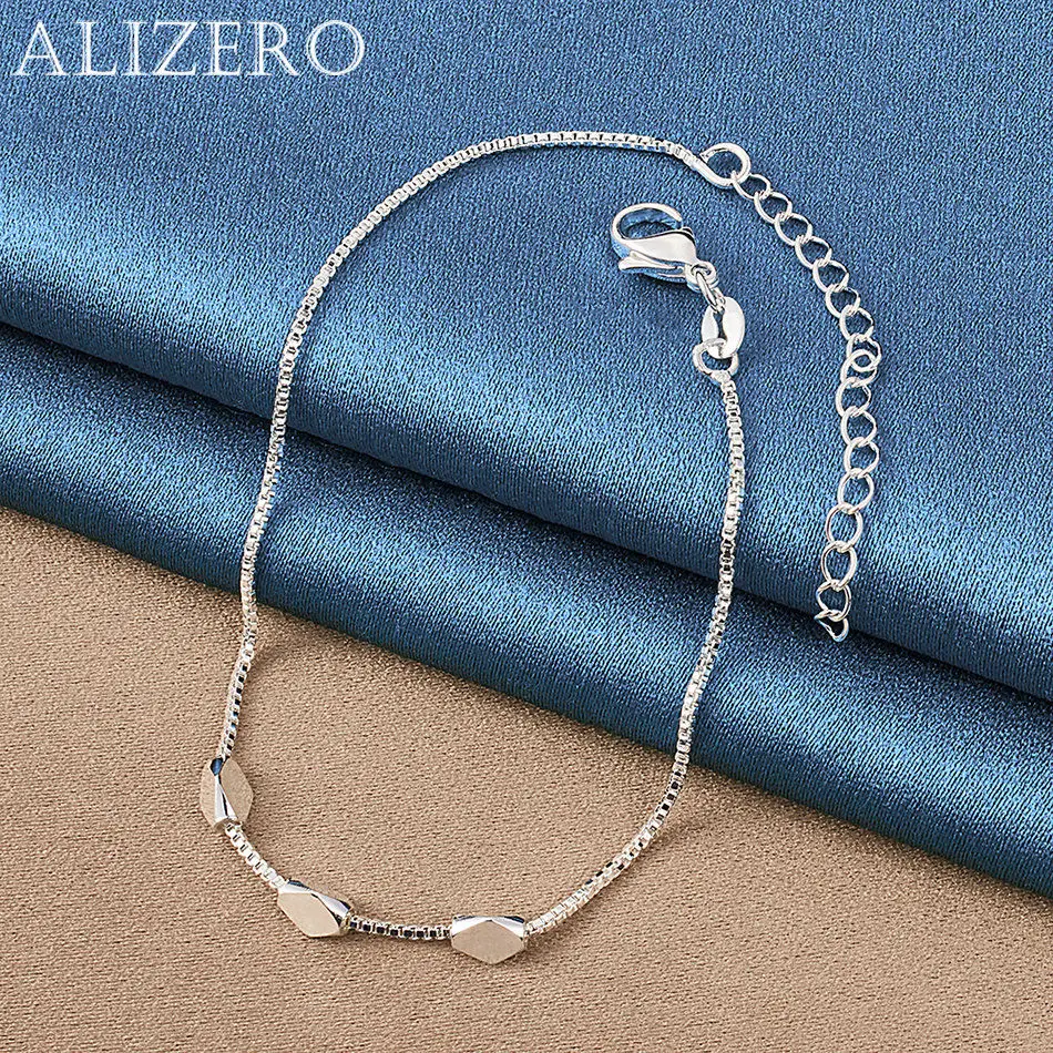 

ALIZERO 925 Sterling Silver Bracelet Geometry Beads Box Chain Bracelets For Women Fashion Wedding Party Jewelry Gift