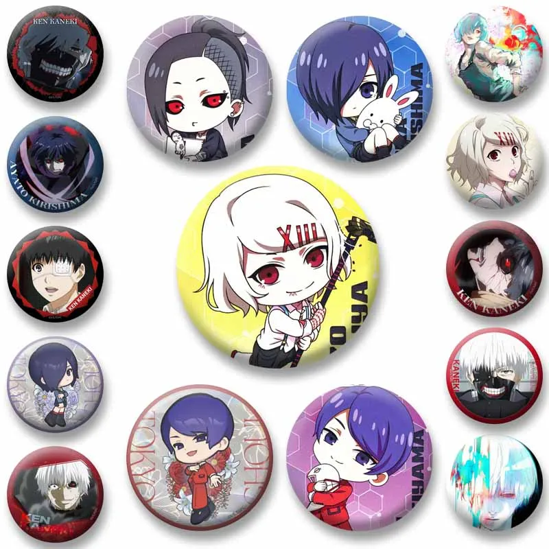 Tokyo Anime G-Ghoul Can Badge Uta Suzuya Juuzou Kaneki Ken Cartoon Brooch Nijigen Lapel Pins Hat Backpack Decor Jewelry Ornament
