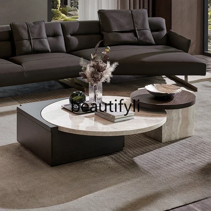 

Italian marble coffee table light luxury modern high-end living room home combination designer countertop