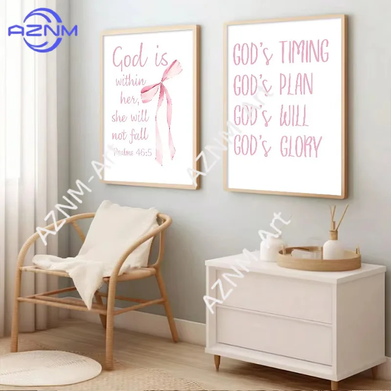 1/2 Stück, Verkaufsschlager, rosa Schleife, englische Wohnzimmer-Leinwanddekoration, Bild zum Aufhängen, rahmenloses Poster