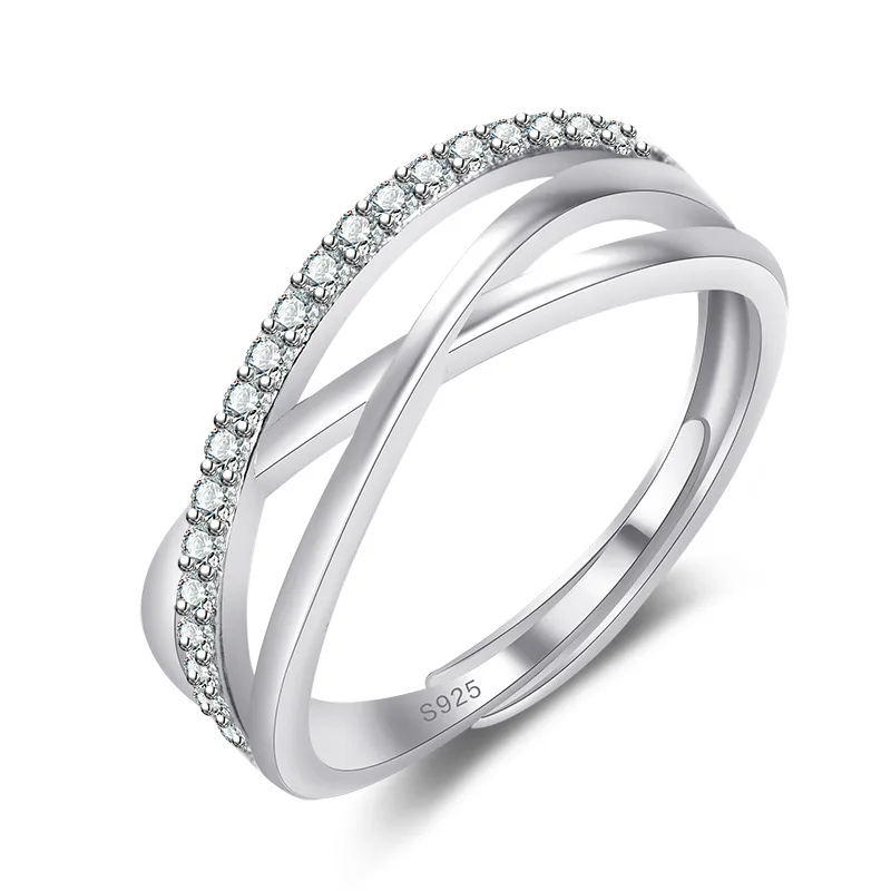 Women's 925 Silver Interwoven Zircon Wedding Ring