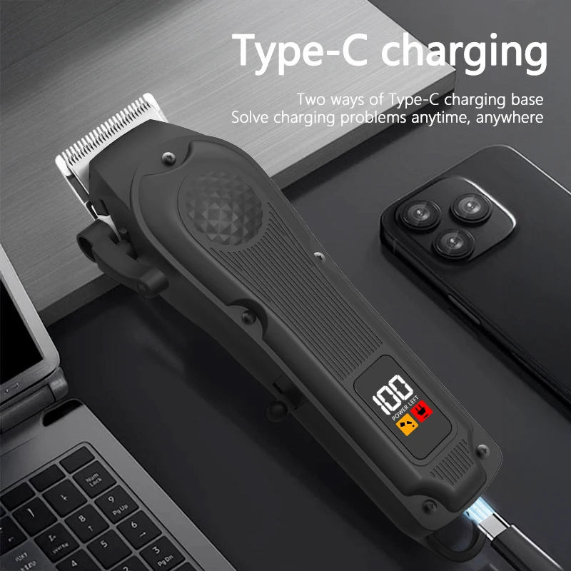 Resuxi YU01 Barber Electric Black Hair Clipper Rechargeable Professional Men's Cordless Barber Hair Cutting Machine 1200mAh