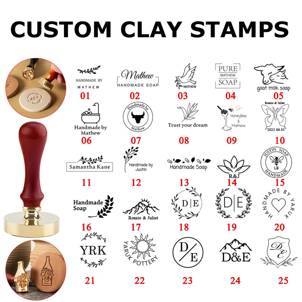 

Custom Pottery/Clay/Soap Stamp Personalized Logo Design for Potters Lovers Gift Letter Stamp 2025 DIY Craft Custom Ice Stamp