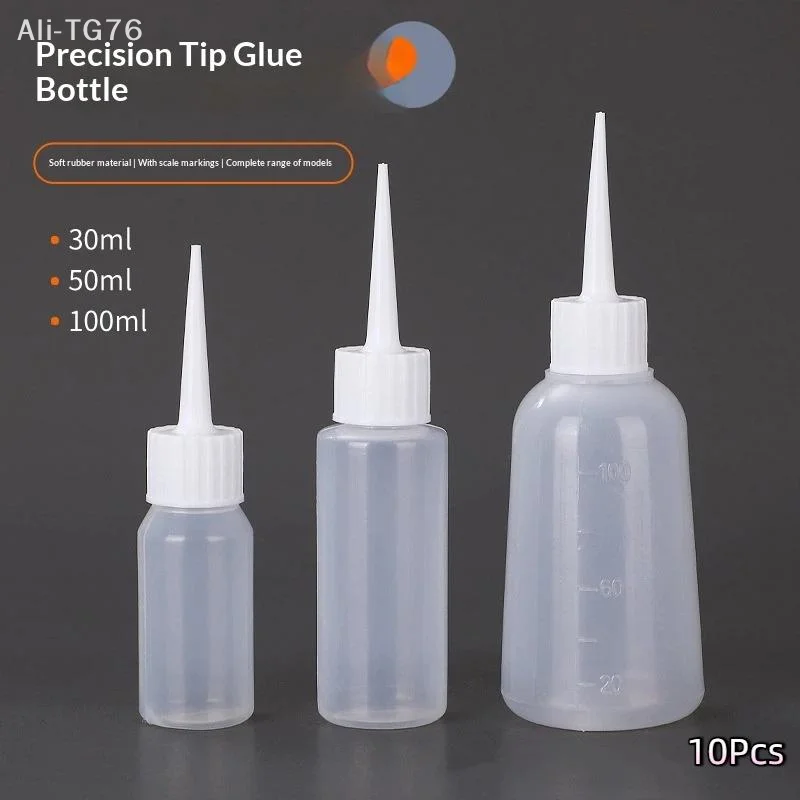 10Pcs Empty Plastic Squeeze Bottles with Dropping Tube Nozzle Needle for Home Kitchen Liquid Container Dispensers
