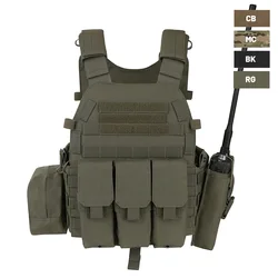 KRYDEX 500D Tactical Modular Vest W/ Triple Magazine Radio Dump Pouch For Airsoft Hunting Combat MOLLE Plate Carrier 6094 Vest