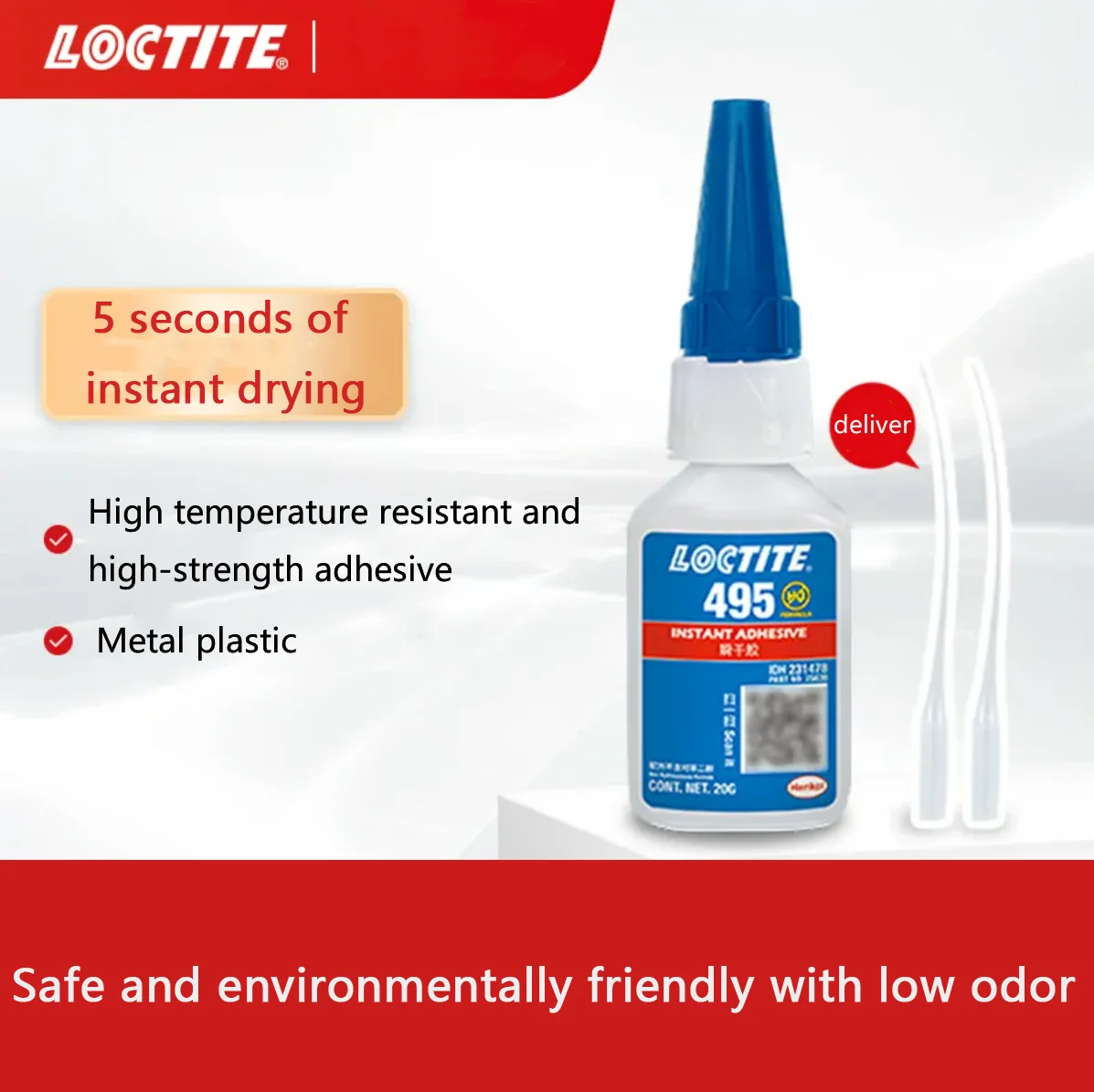 Imagem -03 - Adesivo de Secagem Rápida Adesivo Aquático Cola Especial de Metal Resistente a Alta Temperatura Agente de Soldagem 20g Loctite495-strong