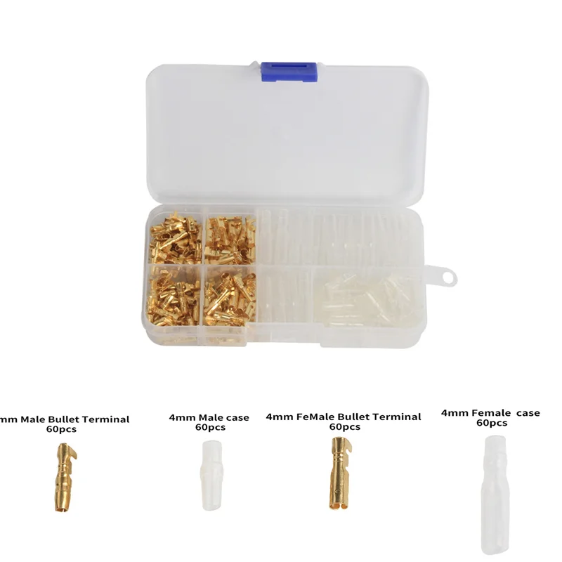 240pcs 4mm Crimp Bullet Wire Connectors Pins Male Female Socket Car Auto Motorcycle Bullet Terminals with Insulation Sheath