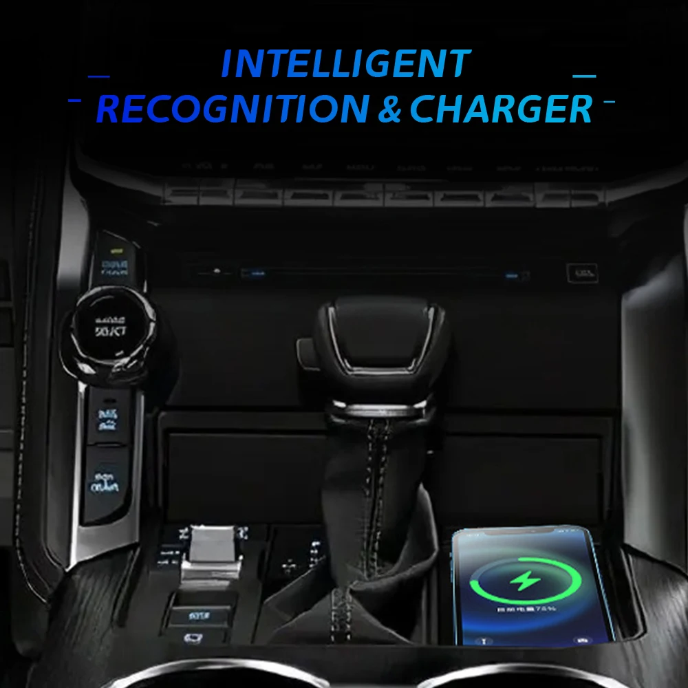 

Панель быстрой зарядки 15 Вт для автомобильной беспроводной зарядки QI для Toyota Land Cruiser 300 LHD 2021 2022 2023 2024, держатель пластины зарядного устройства для телефона