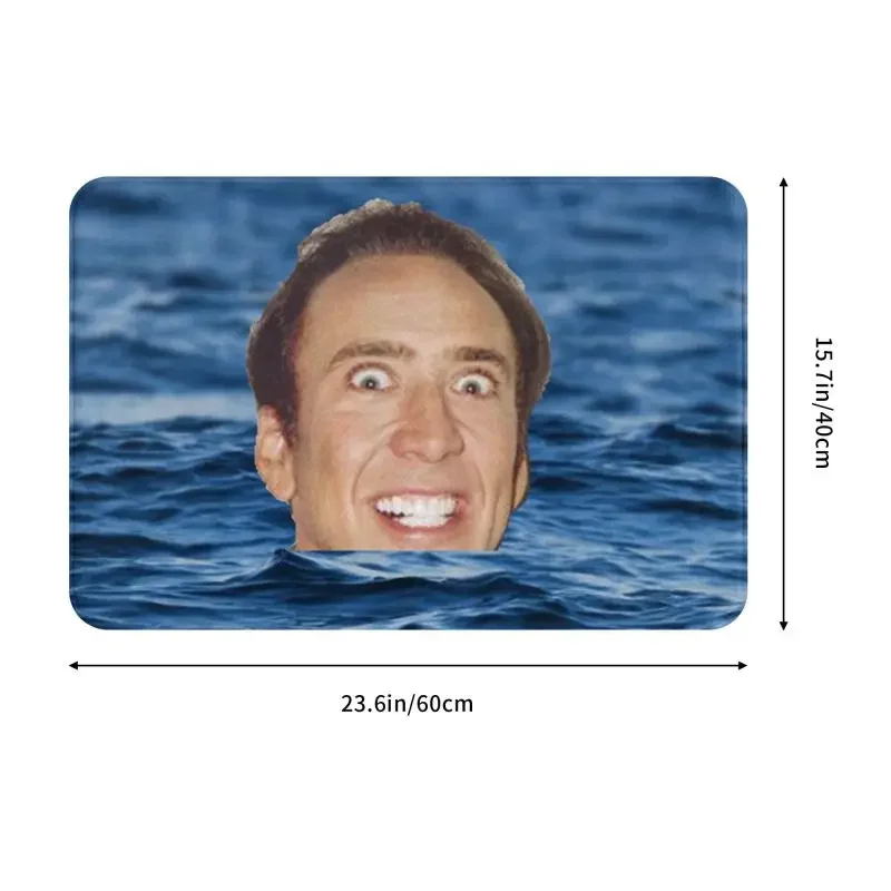 Nicolas Cage In Sea Door Floor Kitchen Bathroom Mat Anti-Slip Indoor Funny Meme Doormat Garage Entrance Carpet Rug