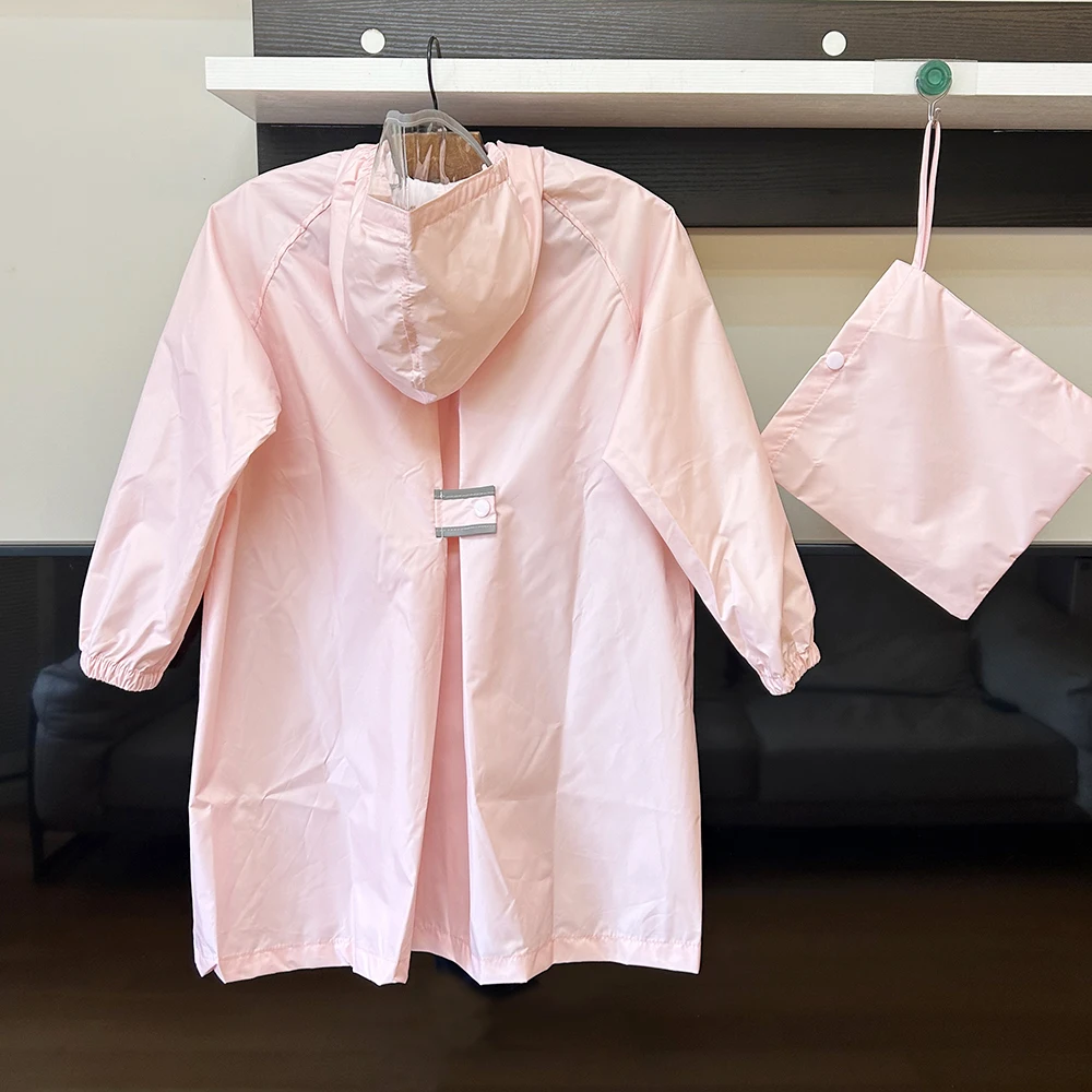 

Lightweight Long Children's Raincoat Pure Color ex Bapa Position Hat Raincoat Breathable Portable for Kids