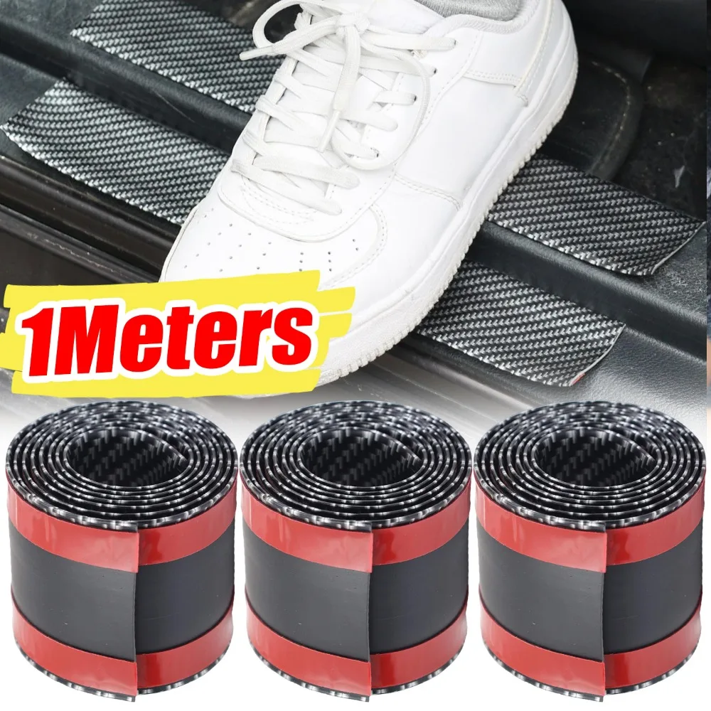 

Car Door Sill Protector Strip Black Carbon Fiber Texture Anti Scratch Bumper Guard Sticker Universal Auto Styling Accessories