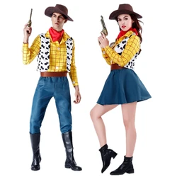 Spielzeug Geschichte Cosplay Kostüm Erwachsene Männer und Frauen Sheriff Woody Pride Cowboy Outfit Halloween Karneval Party Bühne Kostüm komplettes Set