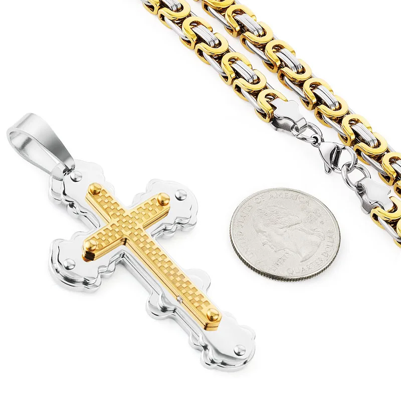 Orthodoxe Kreuz Anhänger Halsketten für Männer Edelstahl Katholischen Jesus Halskette Silber Farbe Byzantinische Ketten Männlichen Schmuck – Detail 6