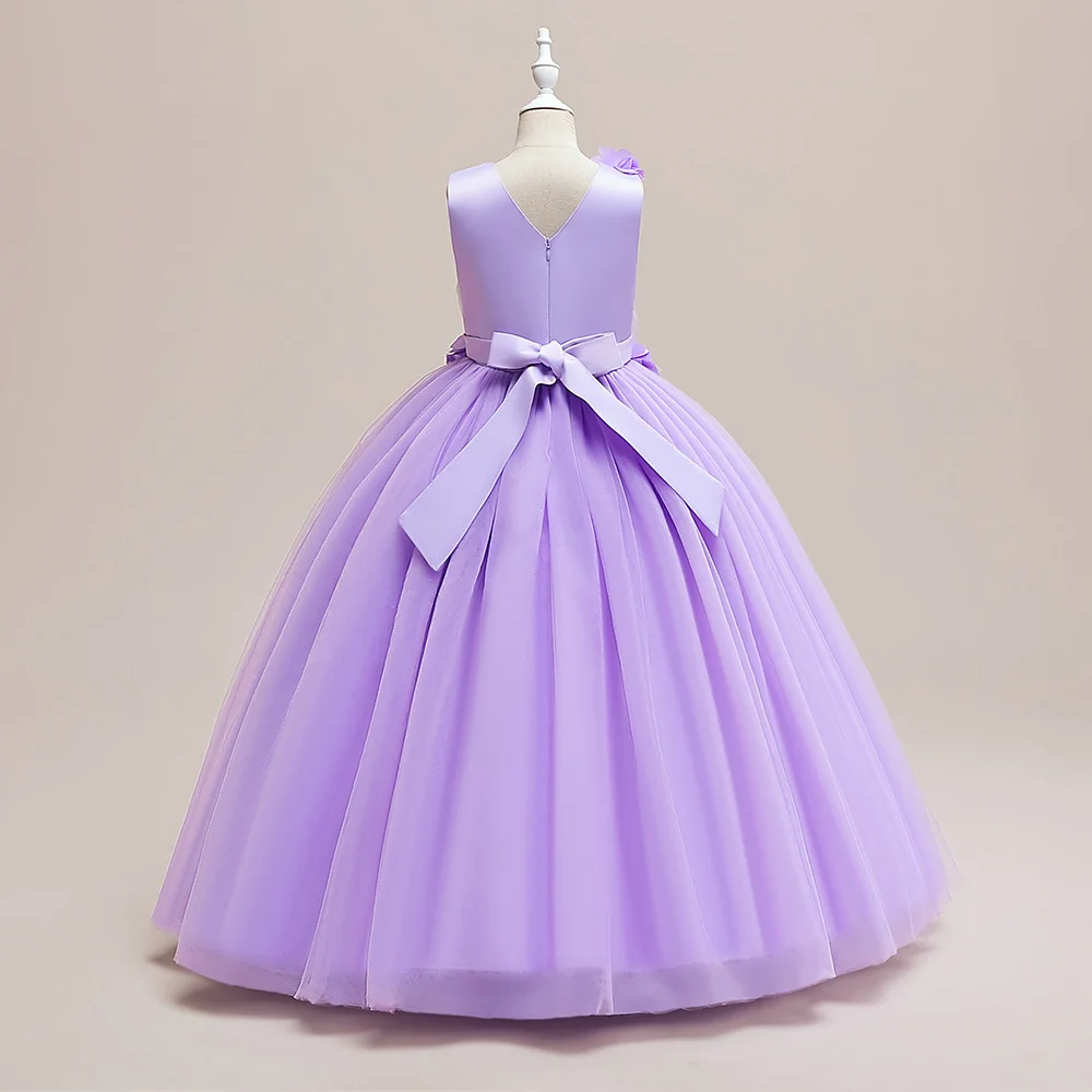Elegant Flower Party Girls Dresses Christmas Costume Summer Wedding Bridesmaid Princess Prom Dress Birthday Flower Kids Clothing