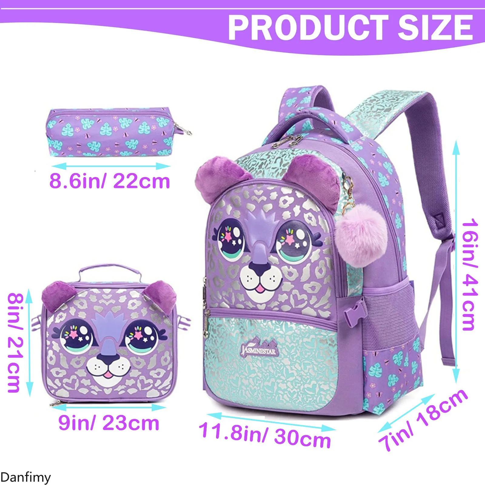 حقائب ظهر للأطفال للفتيات حقيبة مدرسية لطيفة مع صندوق غداء حقيبة ظهر مدرسية ابتدائية خفيفة الوزن للأطفال العودة إلى اللوازم المدرسية #2