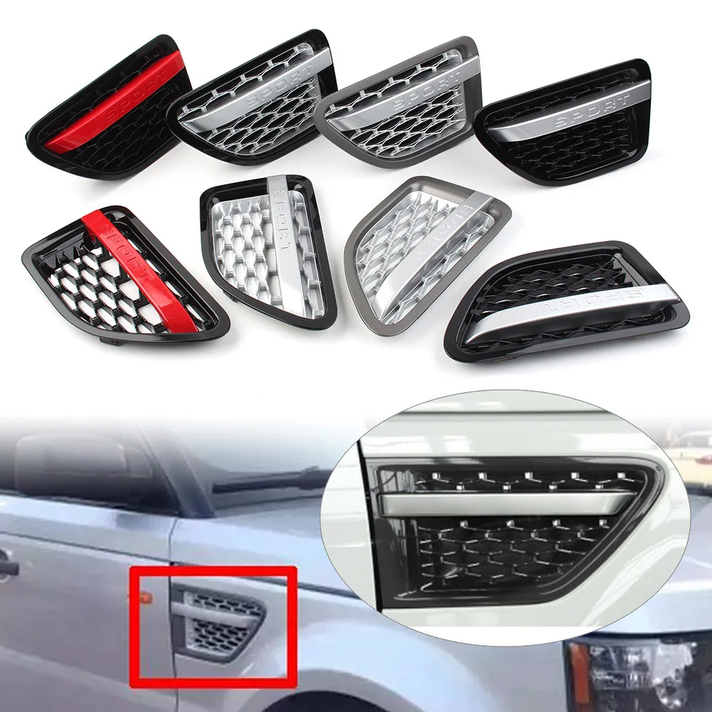 

2PCS Car Front Side Fender Air Vent Grille Grill Accessories w/ Logo For Land Rover L320 Range Rover Sport 2005-2009 2010-2013